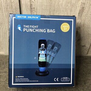 Dr. Dolphin’s Inflatable Kids Adults Punching Bag with Stand 63 Inches Tall